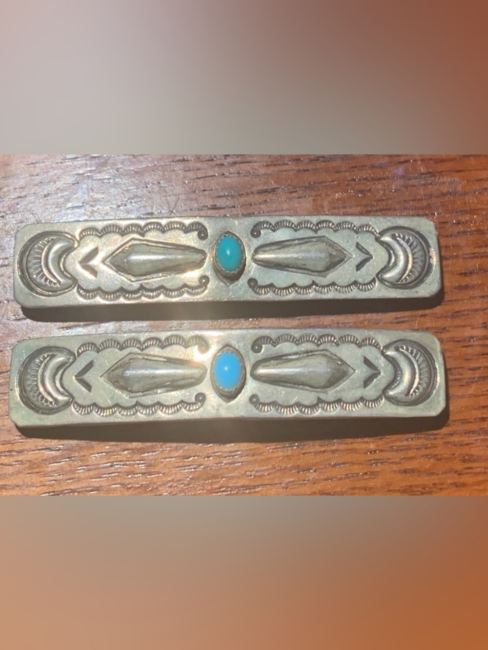 Vintage Native American Sterling Hair Barrettes